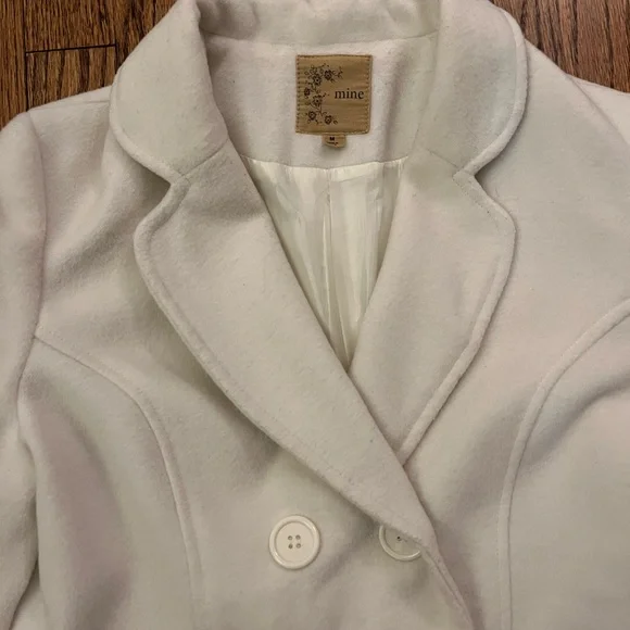 Women's Cream Double-Breasted Coat - Picture 5 of 11